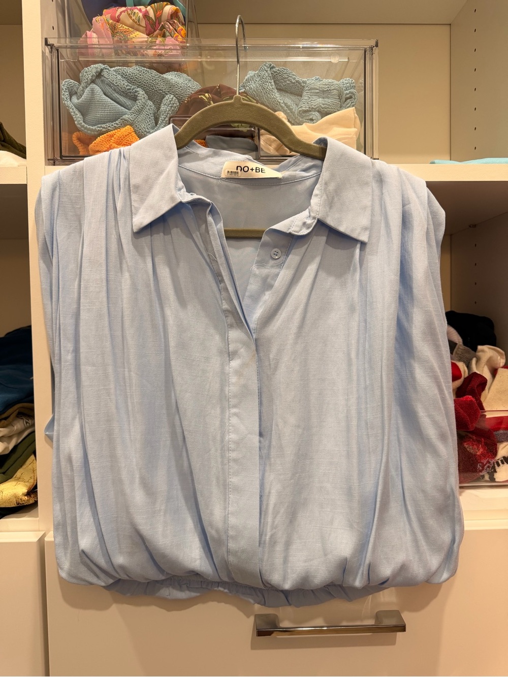 DO+BE Light Blue Blouse with Pleated Detail